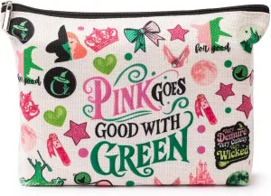 Musical witch design makeup bag with fun graphics - travel makeup bag for women and girls, evil music style makeup bag with zipper