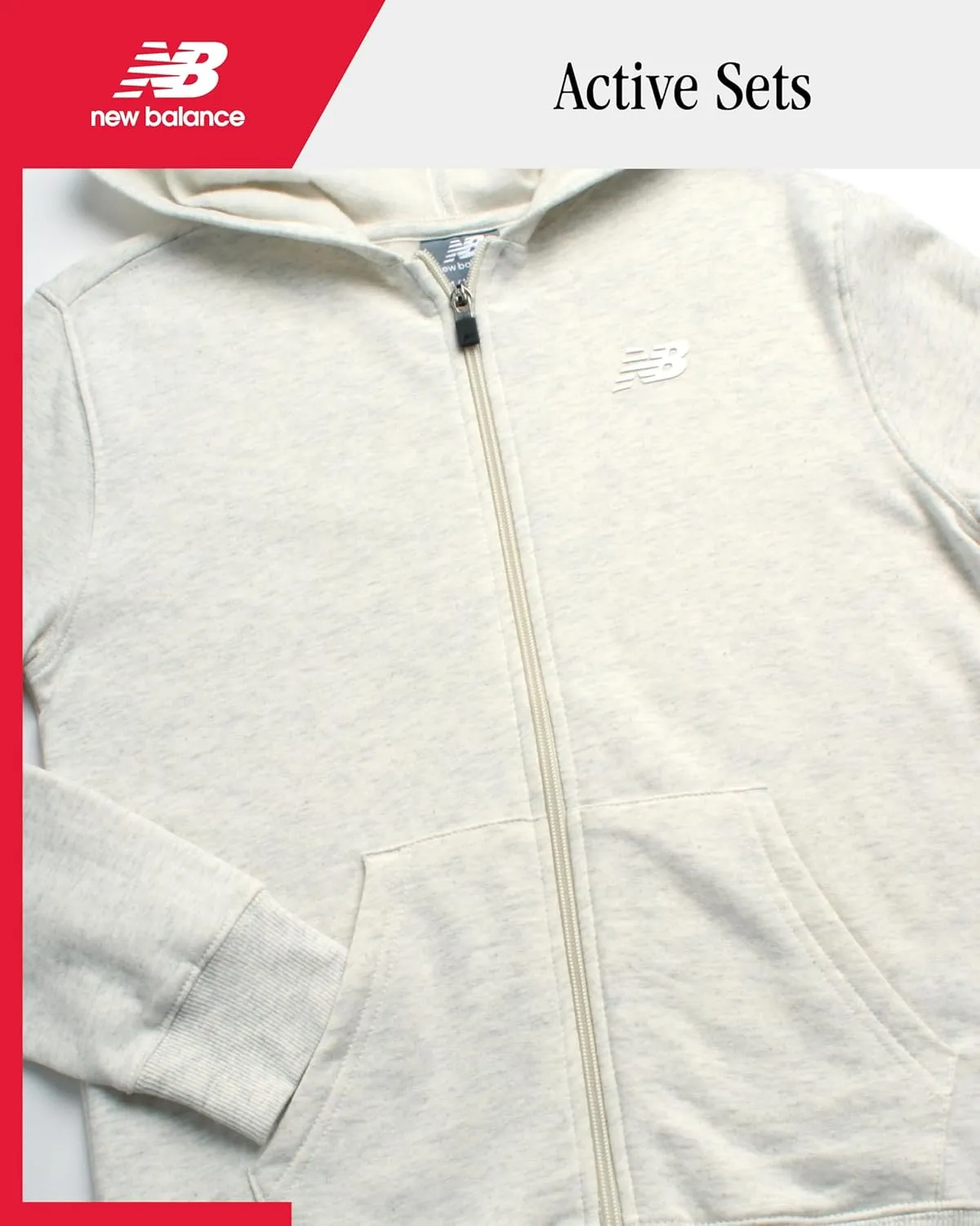 New Balance Girls' Active Sweatshirt - Zip-Up Fleece Hoodie Sweatshirt - Performance Activewear Sweatshirt for Girls (7-16)