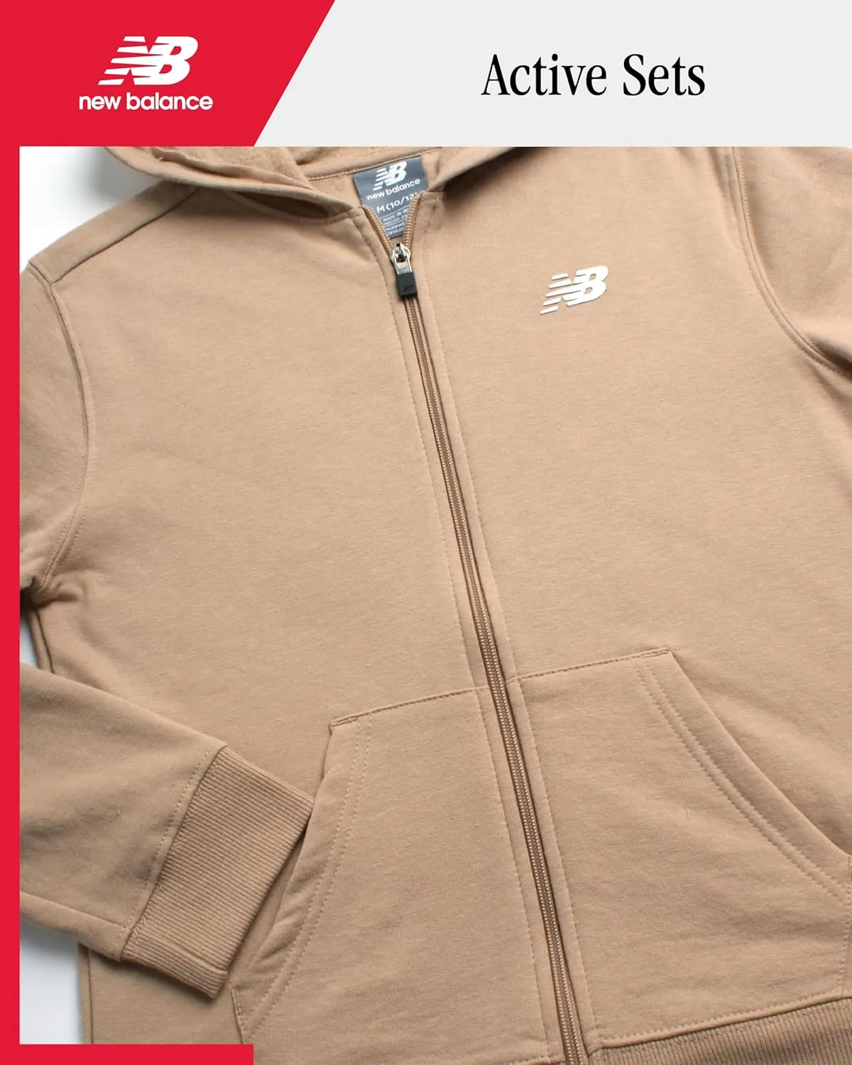New Balance Girls' Active Sweatshirt - Zip-Up Fleece Hoodie Sweatshirt - Performance Activewear Sweatshirt for Girls (7-16)