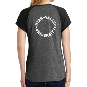 New Era Ladies Heritage Blend Varsity Tee - UVU  Distressed and  UVU Mono