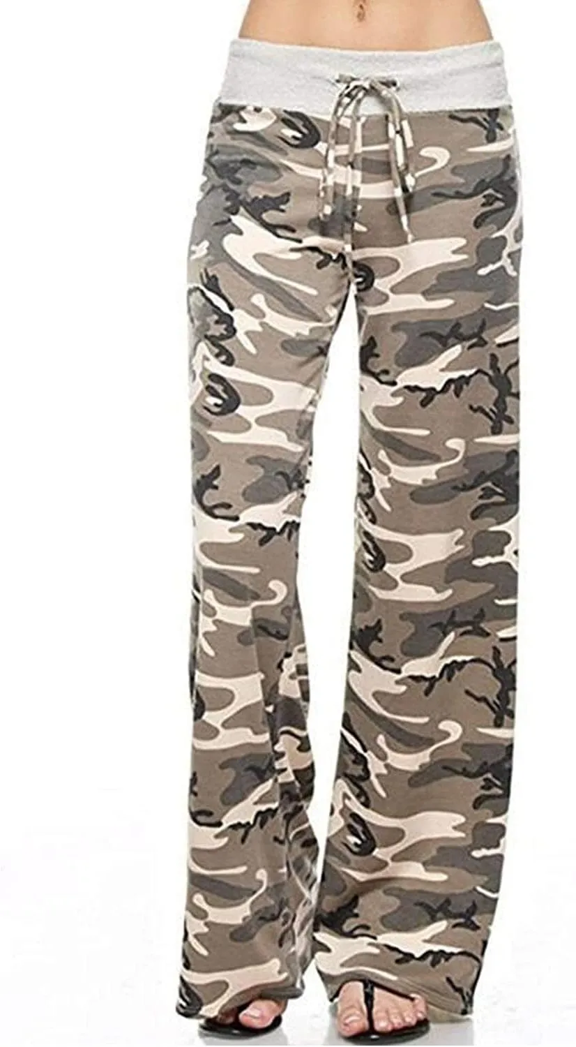 NEWCOSPLAY Women's Comfy Pajama Pants Casual Drawstring Palazzo Lounge Wide Leg Pants