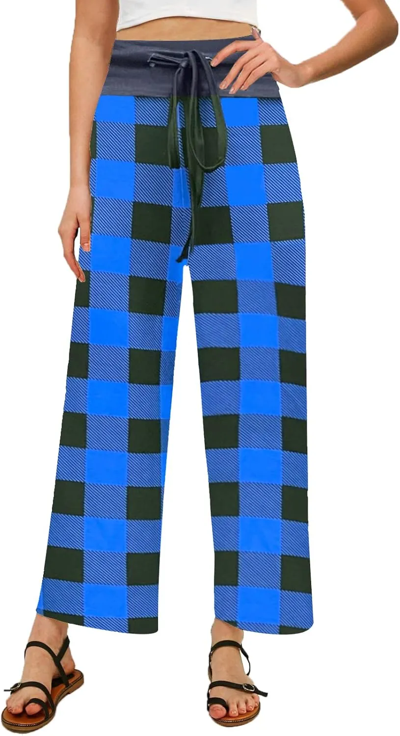 NEWCOSPLAY Women's Comfy Pajama Pants Casual Drawstring Palazzo Lounge Wide Leg Pants