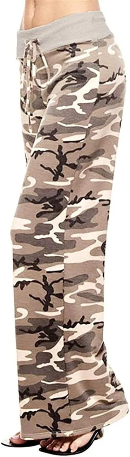 NEWCOSPLAY Women's Comfy Pajama Pants Casual Drawstring Palazzo Lounge Wide Leg Pants