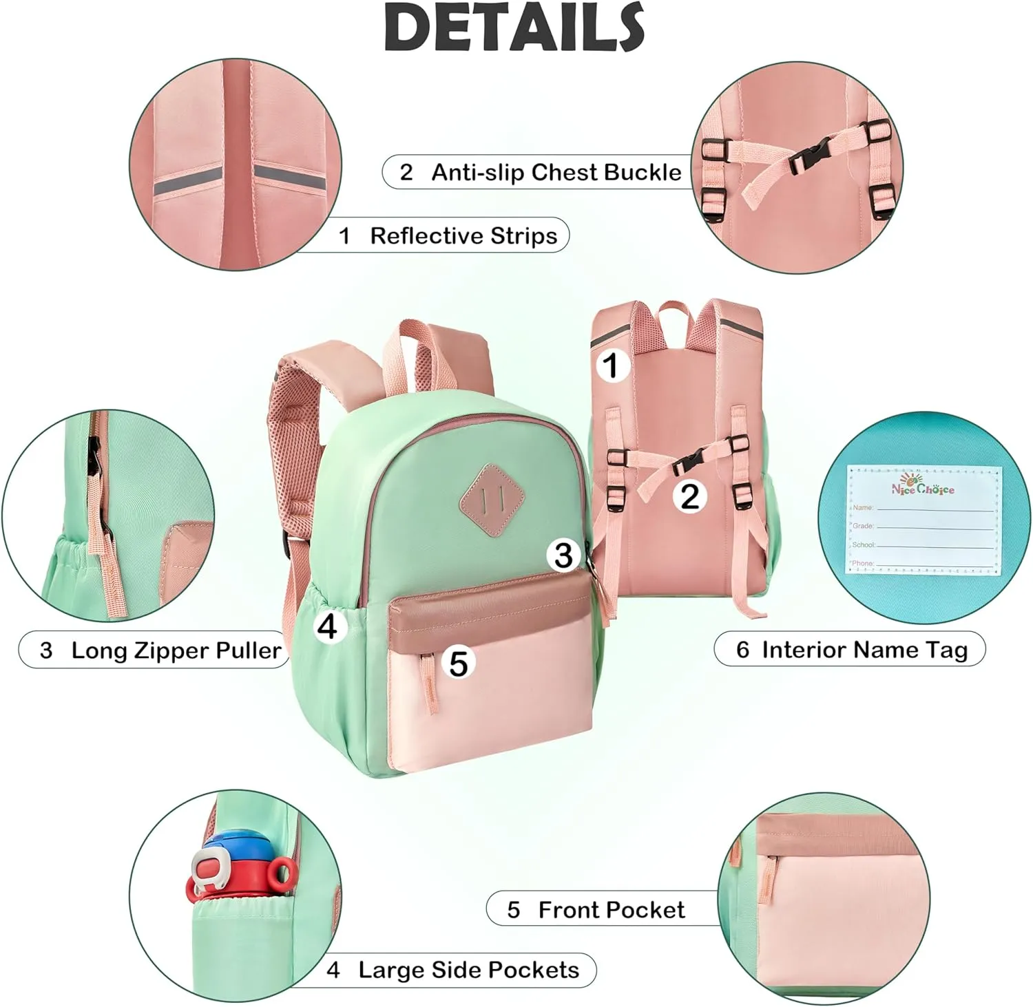 NICE CHOICE Toddler Backpack for Preschool Boys Girls, Outdoor Lightweight Kindergarten Elementary School Backpack Bag for Little Kids,Travel & Everyday Use, 12" H, For 2-4 Years,Small