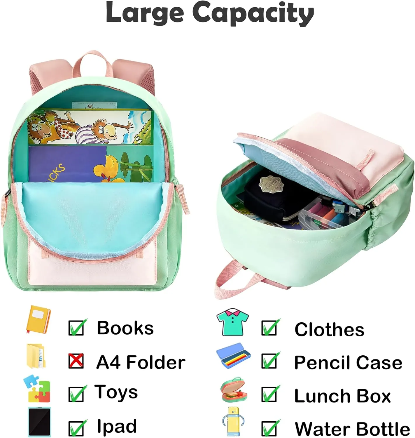 NICE CHOICE Toddler Backpack for Preschool Boys Girls, Outdoor Lightweight Kindergarten Elementary School Backpack Bag for Little Kids,Travel & Everyday Use, 12" H, For 2-4 Years,Small