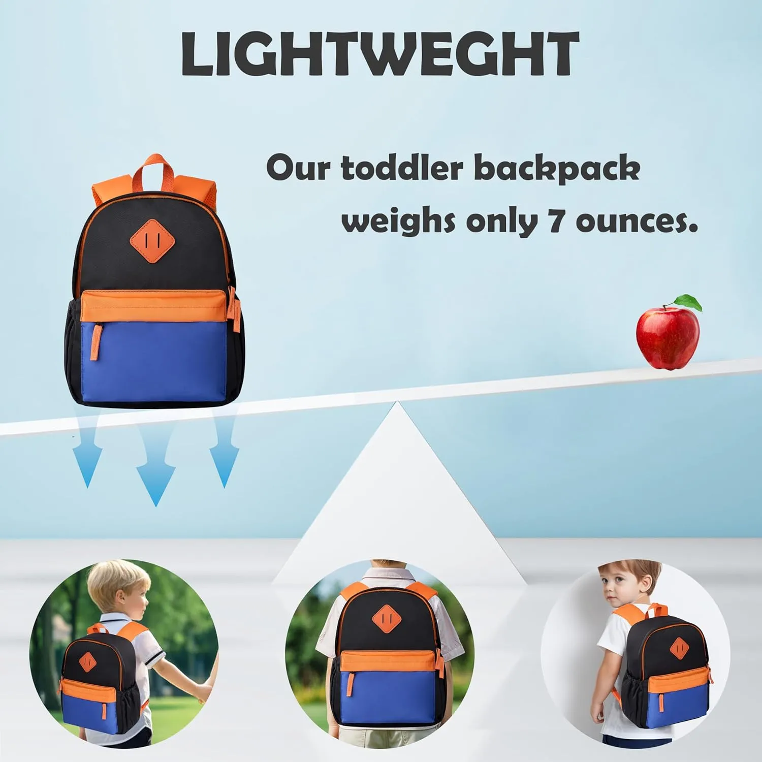 NICE CHOICE Toddler Backpack for Preschool Boys Girls, Outdoor Lightweight Kindergarten Elementary Small School Backpack Bag for Little Kids,Travel & Everyday Use, 12" H, For 2-4 Years