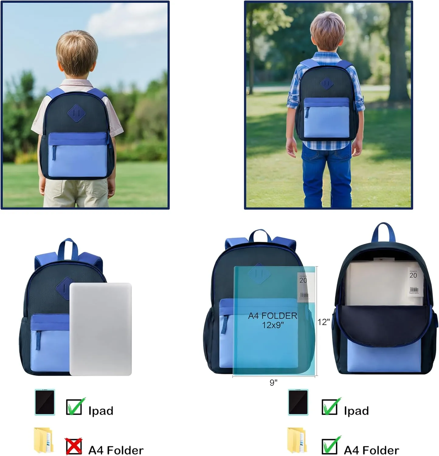 NICE CHOICE Toddler Mini Backpack for Boys Girls, Outdoor Lightweight Kindergarten Preschool Elementary School Backpack Bag for Little Kids,Travel & Everyday Use, 12" H, For 2-4 Years