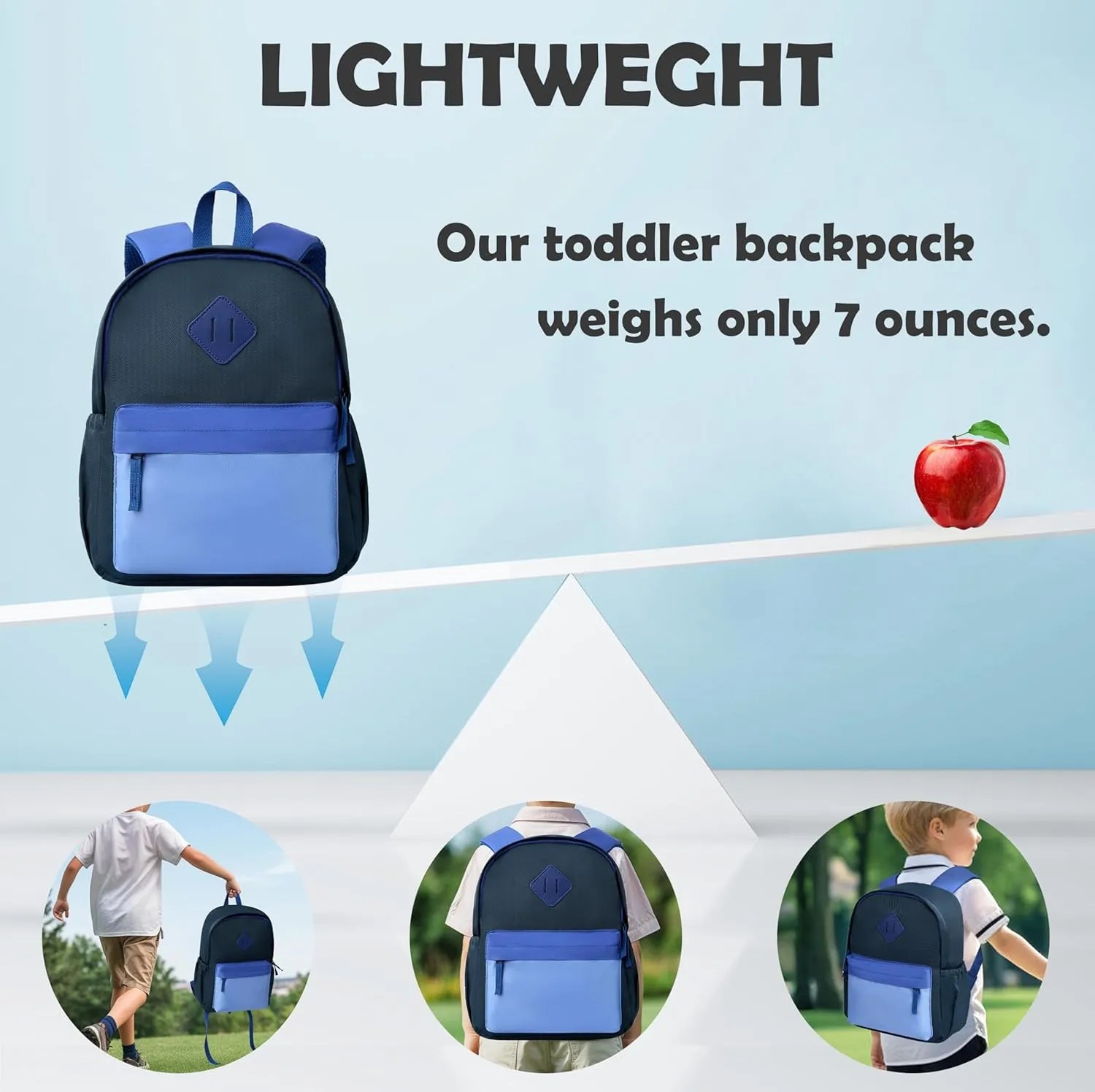 NICE CHOICE Toddler Mini Backpack for Boys Girls, Outdoor Lightweight Kindergarten Preschool Elementary School Backpack Bag for Little Kids,Travel & Everyday Use, 12" H, For 2-4 Years