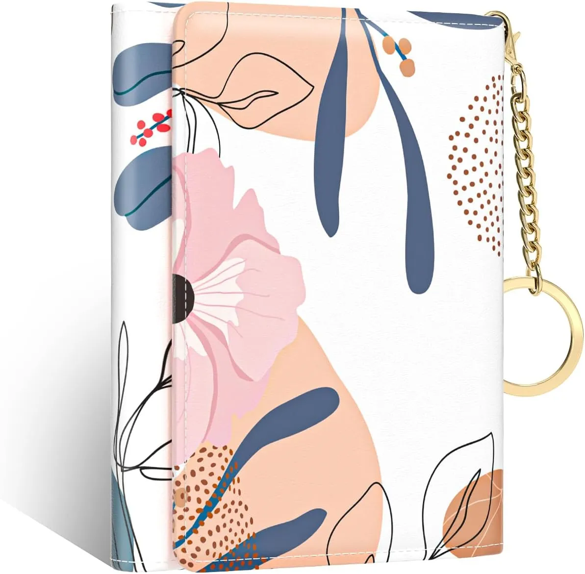 Nipichsha Womens Wallet, Small Credit Card Wallet for Women, Slim RFID Card Holder Purse with 7 Slots & ID Window, Artistic Leaf