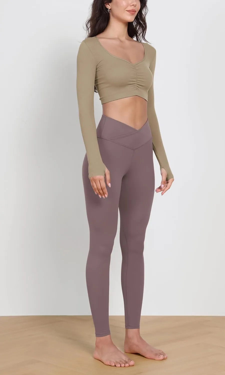 ODODOS 2 Pack Buttery Soft Cross Waist Leggings for Women, ODCLOUD 25" / 28" Crossover Lounge Yoga Pants