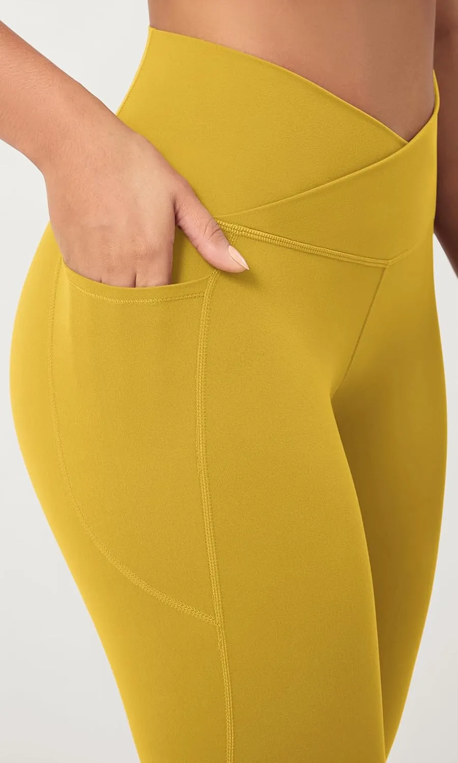 ODODOS 2 Pack Buttery Soft Cross Waist Leggings with Pockets for Women, ODCLOUD 25" / 28" Crossover Lounge Yoga Pants