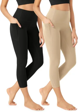 ODODOS 2-Pack Buttery Soft Lounge Yoga Leggings with Pockets for Women 23" / 25" / 28" High Waist Yoga Pants