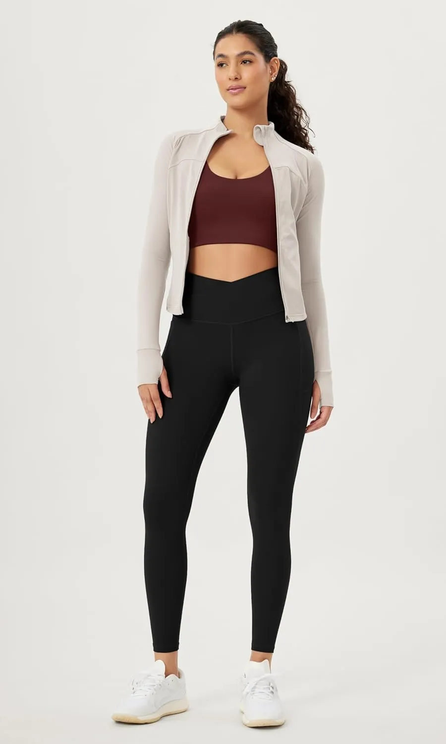 ODODOS Cloud Feeling Crossover 7/8 Leggings with Pockets for Women 25" / 28" V High Wasit Lounge Yoga Pants