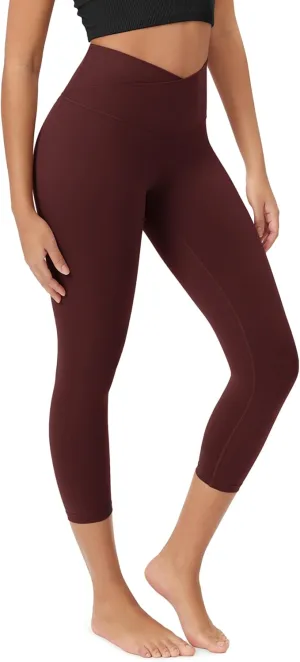 ODODOS ODCLOUD Crossover 7/8 Leggings with Back Pocket for Women, 23" / 25" / 28" V High Wasit Lounge Yoga Pants