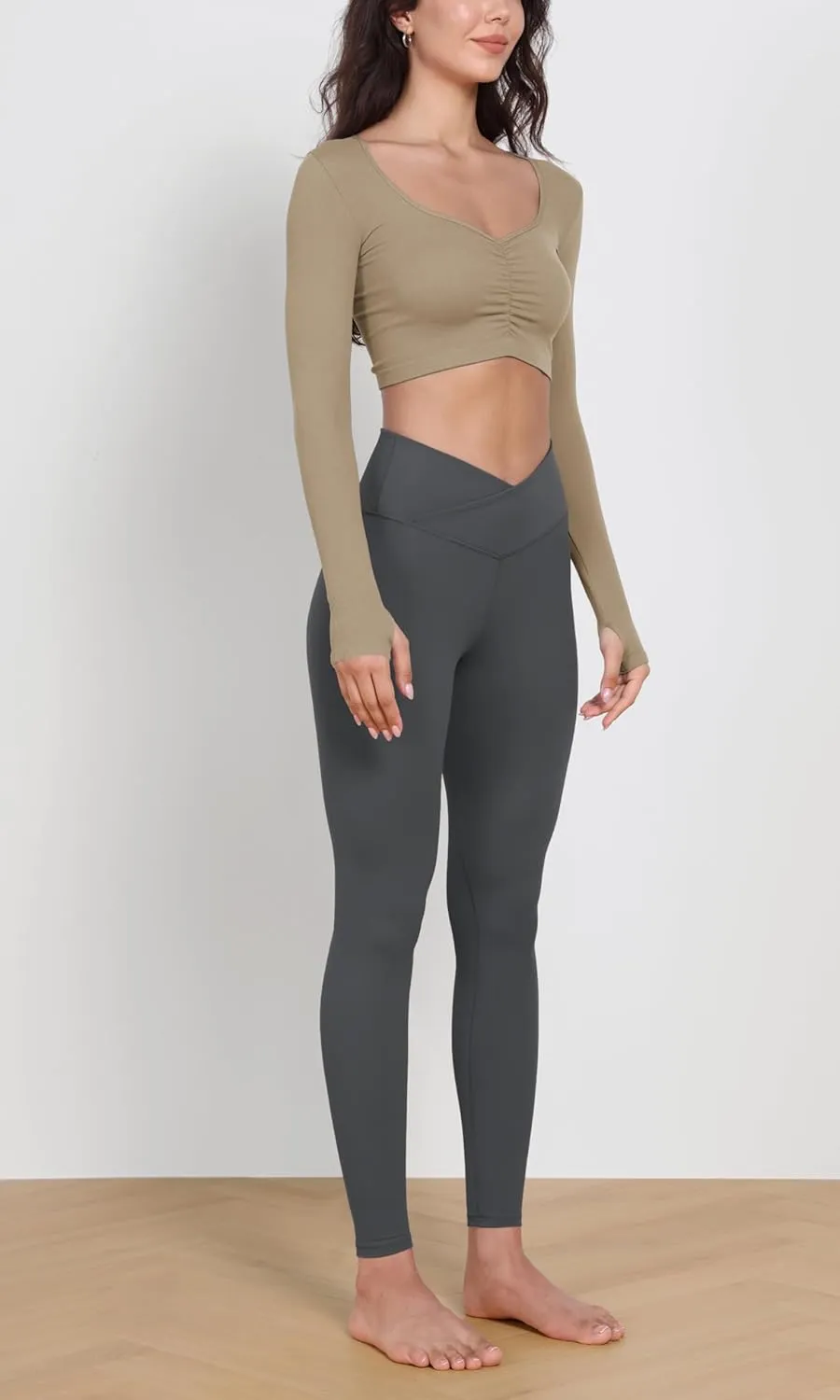 ODODOS Women's Buttery Soft Cross Waist Leggings, 25" / 28" Crossover Lounge Yoga Pants
