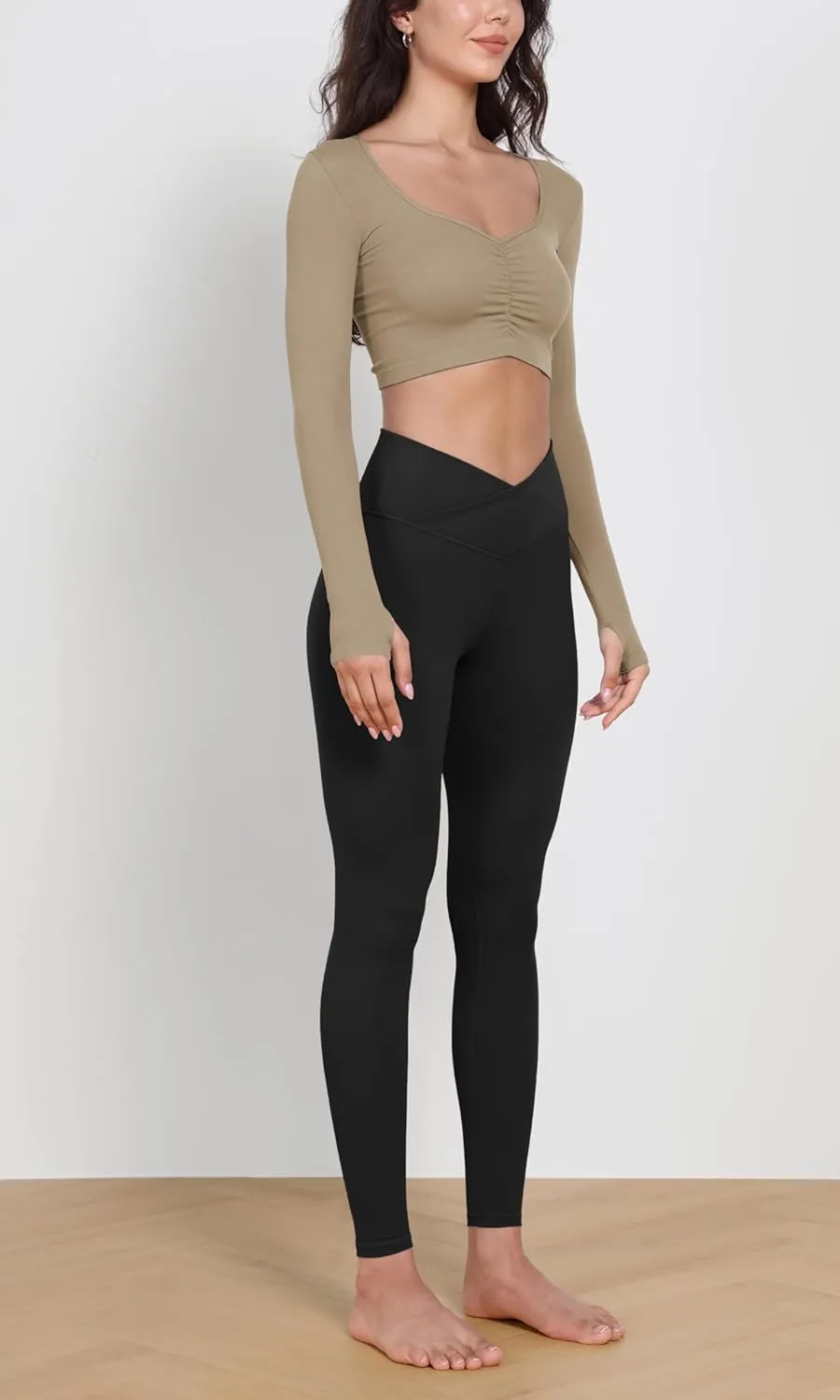 ODODOS Women's Buttery Soft Cross Waist Leggings, 25" / 28" Crossover Lounge Yoga Pants