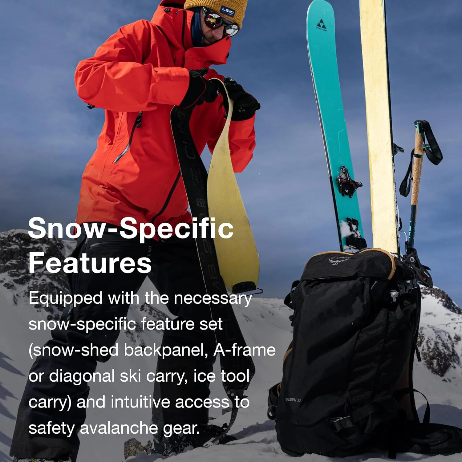 Osprey Soelden 32L Men's Ski and Snowboard Backpack, Artisan Yellow