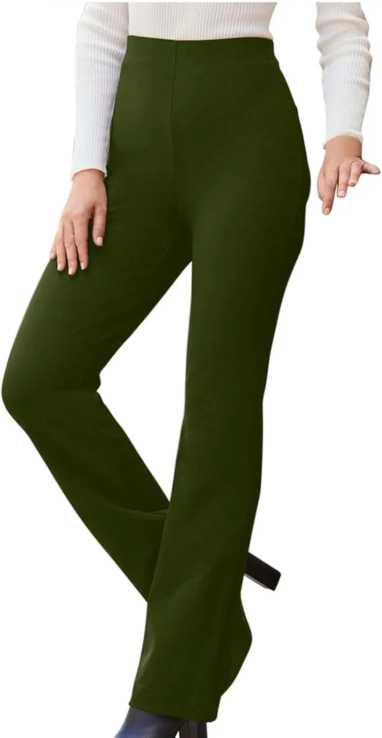 Pants for Women Comfort Stretch Loose Fit Leg Skinny High Waist Pull On Pants for Business Work Dress Bootcut Trousers