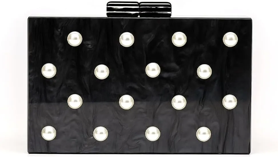 Pearl Acrylic Clutch Purse for Women Elegant Acrylic Evening Bag Unique Box Handbag for Wedding Party Prom