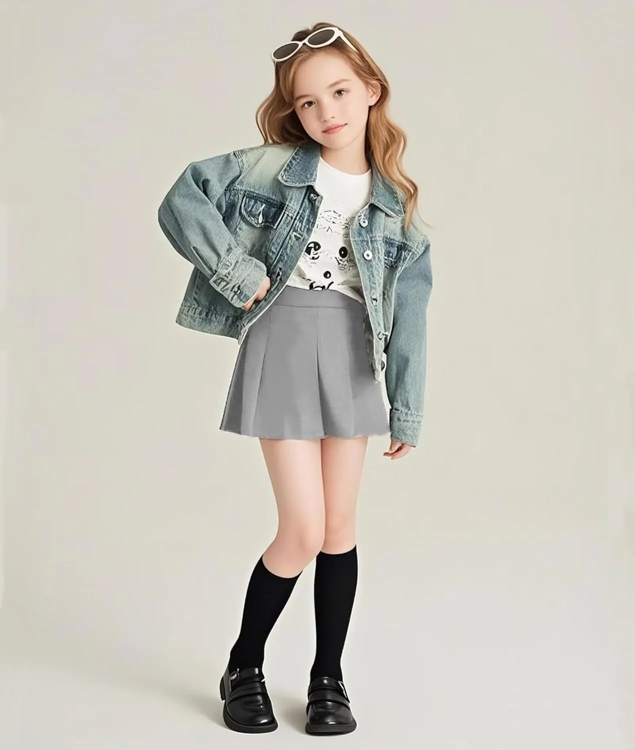 Pleated Skirts for Girls High Waisted School Uniform Skort with Undershorts Athletic Girls Tennis Skirt 2-14