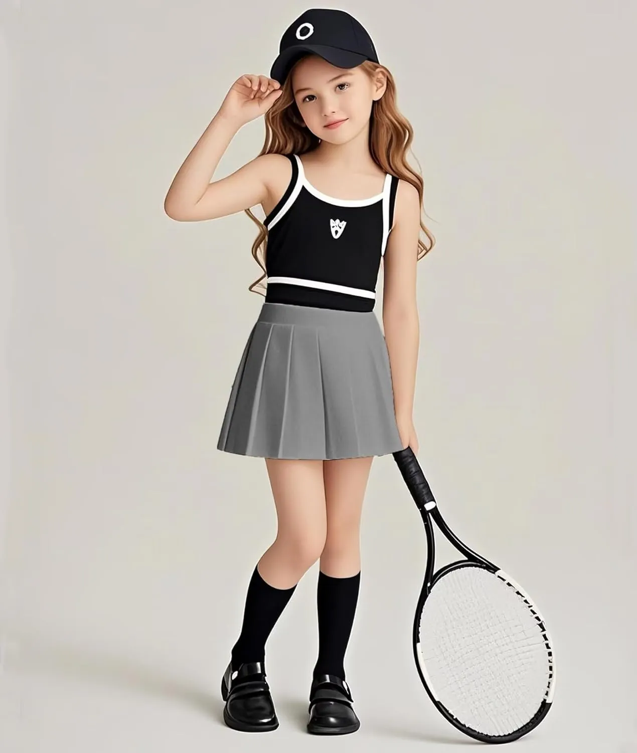 Pleated Skirts for Girls High Waisted School Uniform Skort with Undershorts Athletic Girls Tennis Skirt 2-14