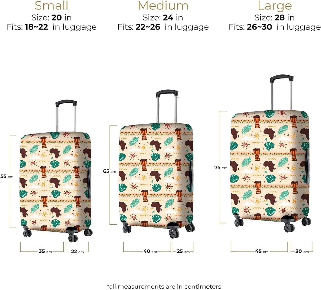 Polyester Fabric Coastal Melody Design Print Without Suitcase - Coastal Melody (Medium)