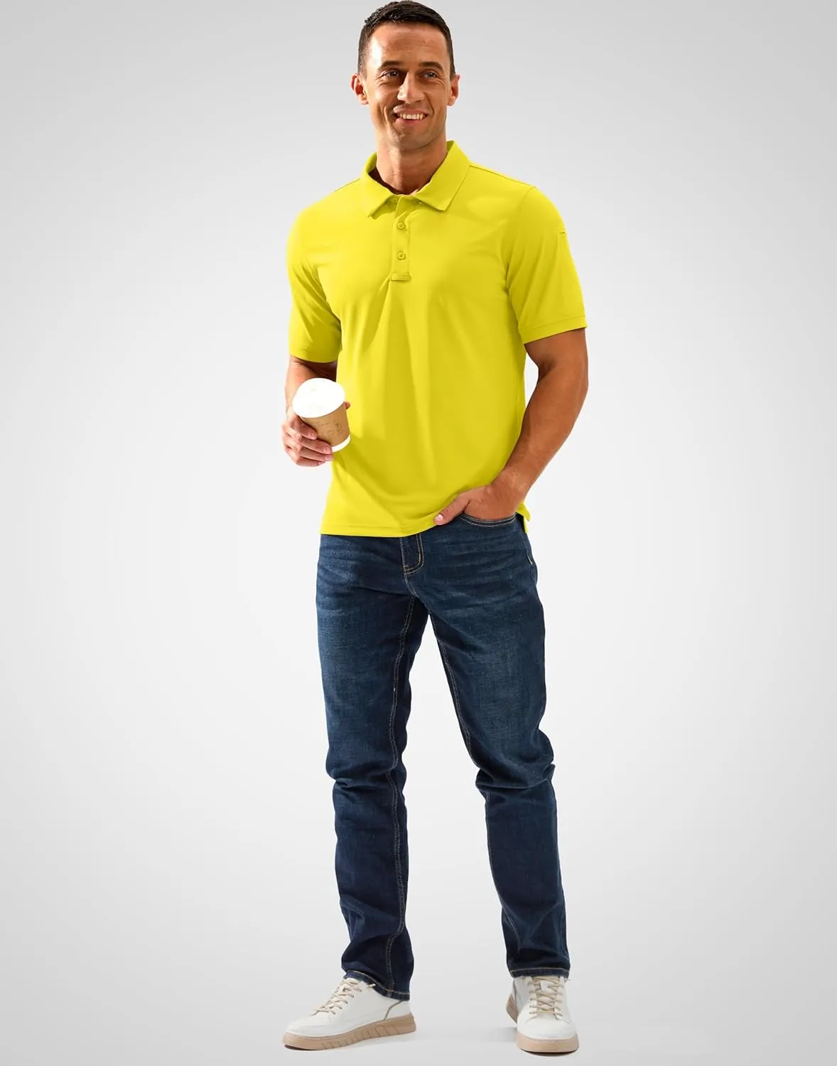 Pudolla Mens Tactical Shirts Short Sleeve Golf Work Polos Moisture Wicking Dry Fit Collared Shirt Lightweight Polo Shirt