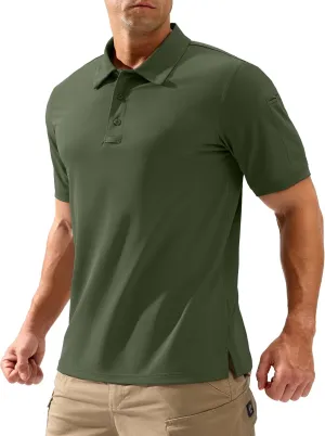 Pudolla Mens Tactical Shirts Short Sleeve Golf Work Polos Moisture Wicking Dry Fit Collared Shirt Lightweight Polo Shirt