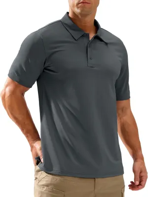 Pudolla Mens Tactical Shirts Short Sleeve Golf Work Polos Moisture Wicking Dry Fit Collared Shirt Lightweight Polo Shirt