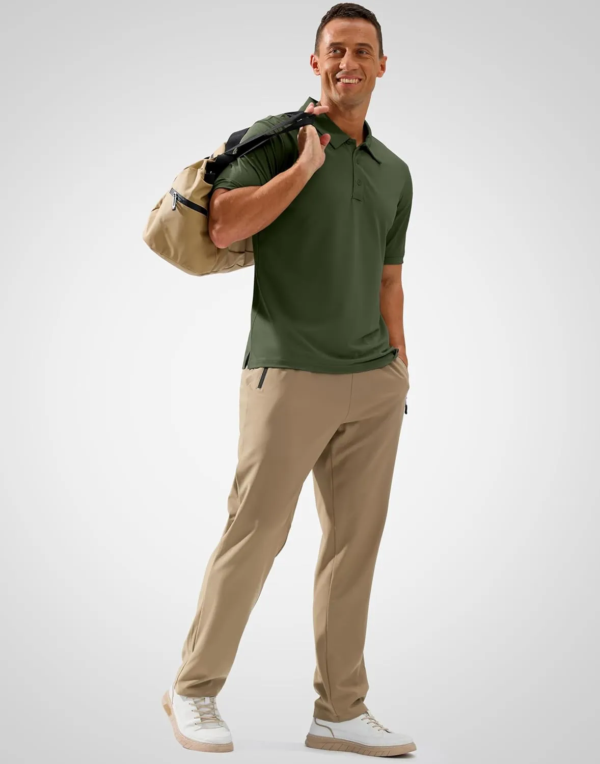 Pudolla Mens Tactical Shirts Short Sleeve Golf Work Polos Moisture Wicking Dry Fit Collared Shirt Lightweight Polo Shirt