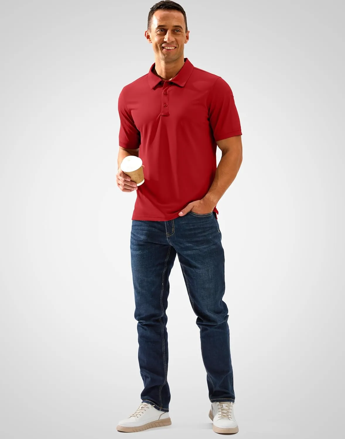 Pudolla Mens Tactical Shirts Short Sleeve Golf Work Polos Moisture Wicking Dry Fit Collared Shirt Lightweight Polo Shirt
