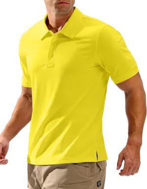 Pudolla Mens Tactical Shirts Short Sleeve Golf Work Polos Moisture Wicking Dry Fit Collared Shirt Lightweight Polo Shirt