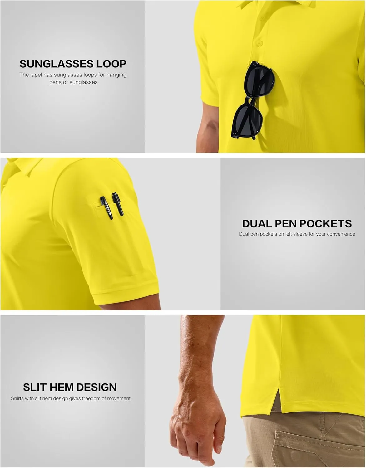 Pudolla Mens Tactical Shirts Short Sleeve Golf Work Polos Moisture Wicking Dry Fit Collared Shirt Lightweight Polo Shirt