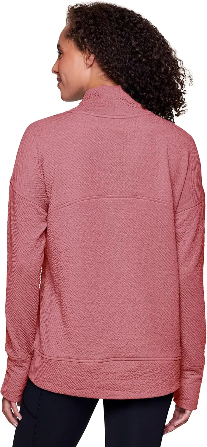 RBX Active Women's Ultra Soft Quilted Cowl Neck Pullover Sweatshirt
