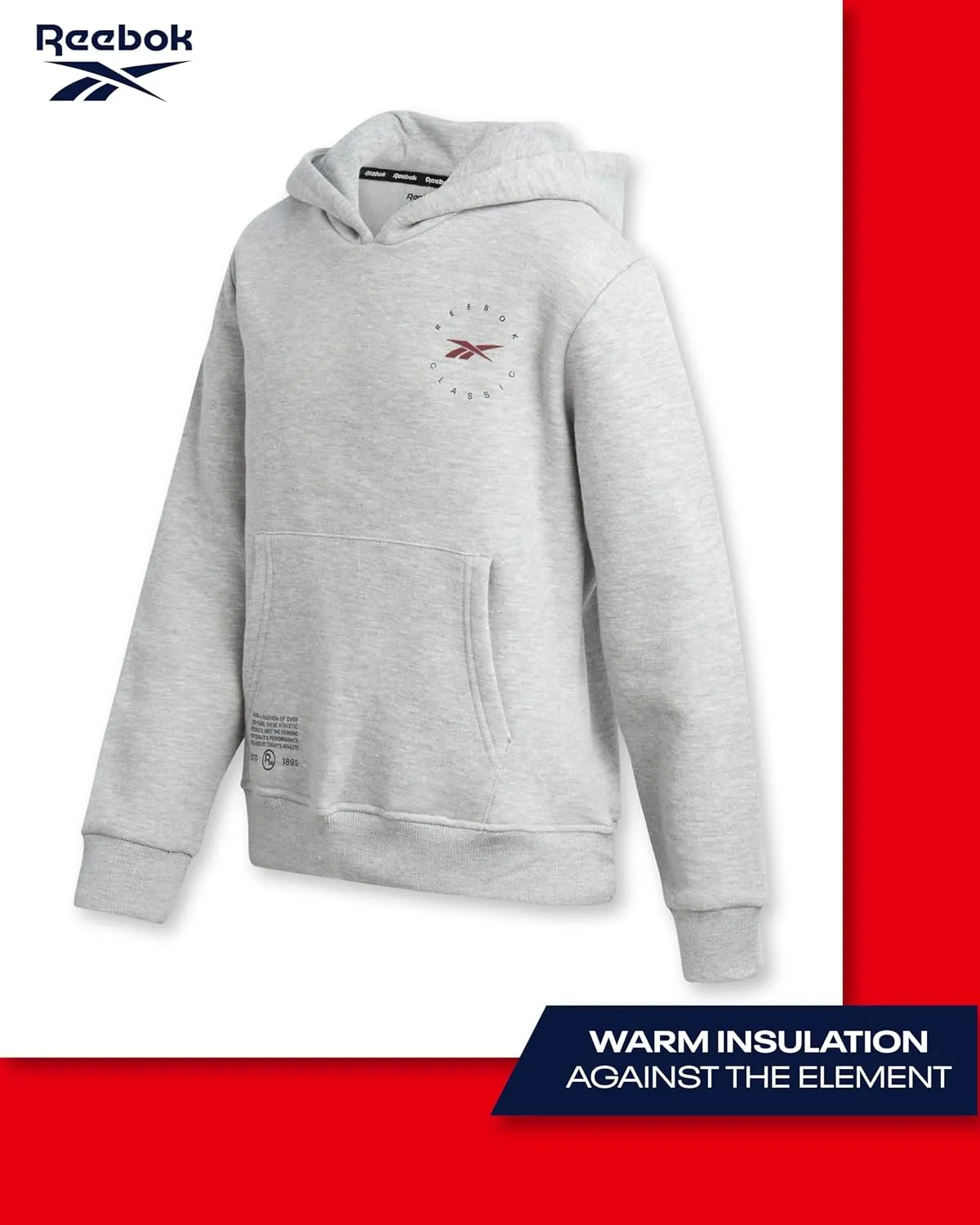 Reebok Boys Sweatshirt  Active Fleece Pullover Hoodie (Size: 4-20)