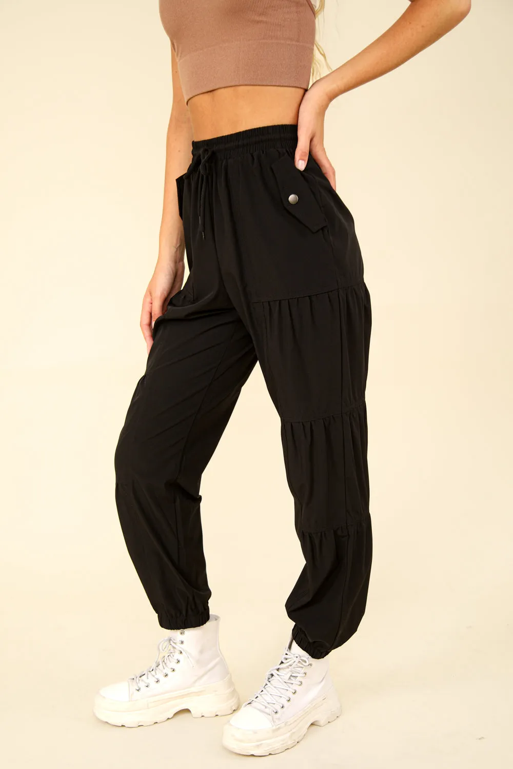 Ruched Jogger Pants | Black