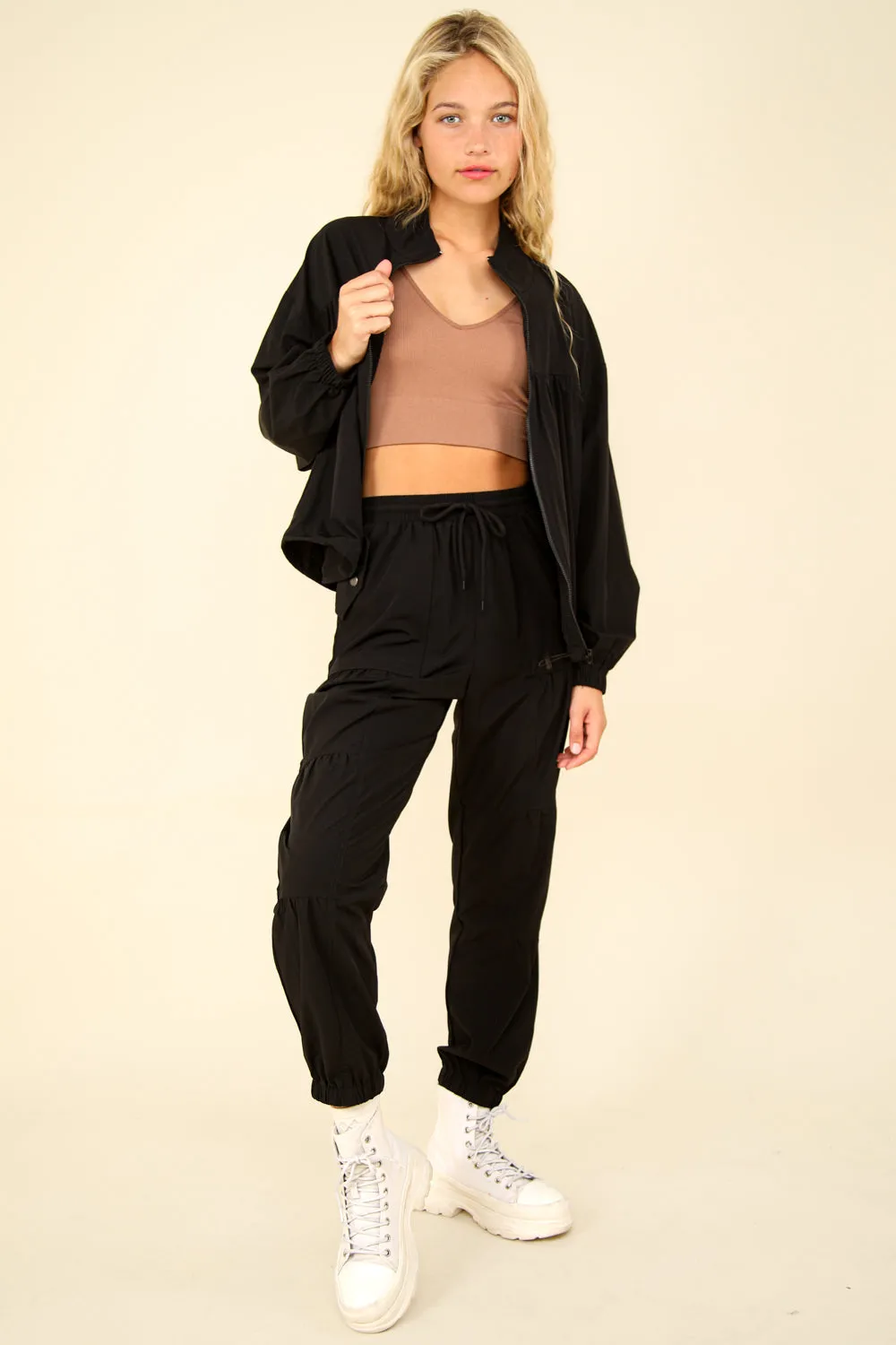 Ruched Jogger Pants | Black