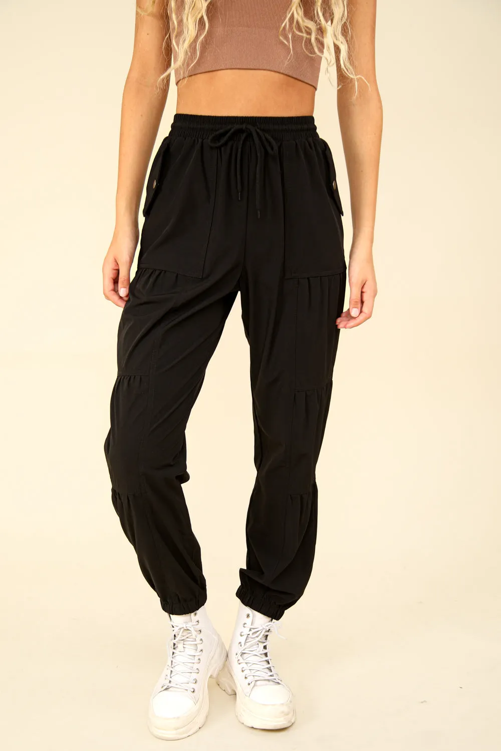 Ruched Jogger Pants | Black