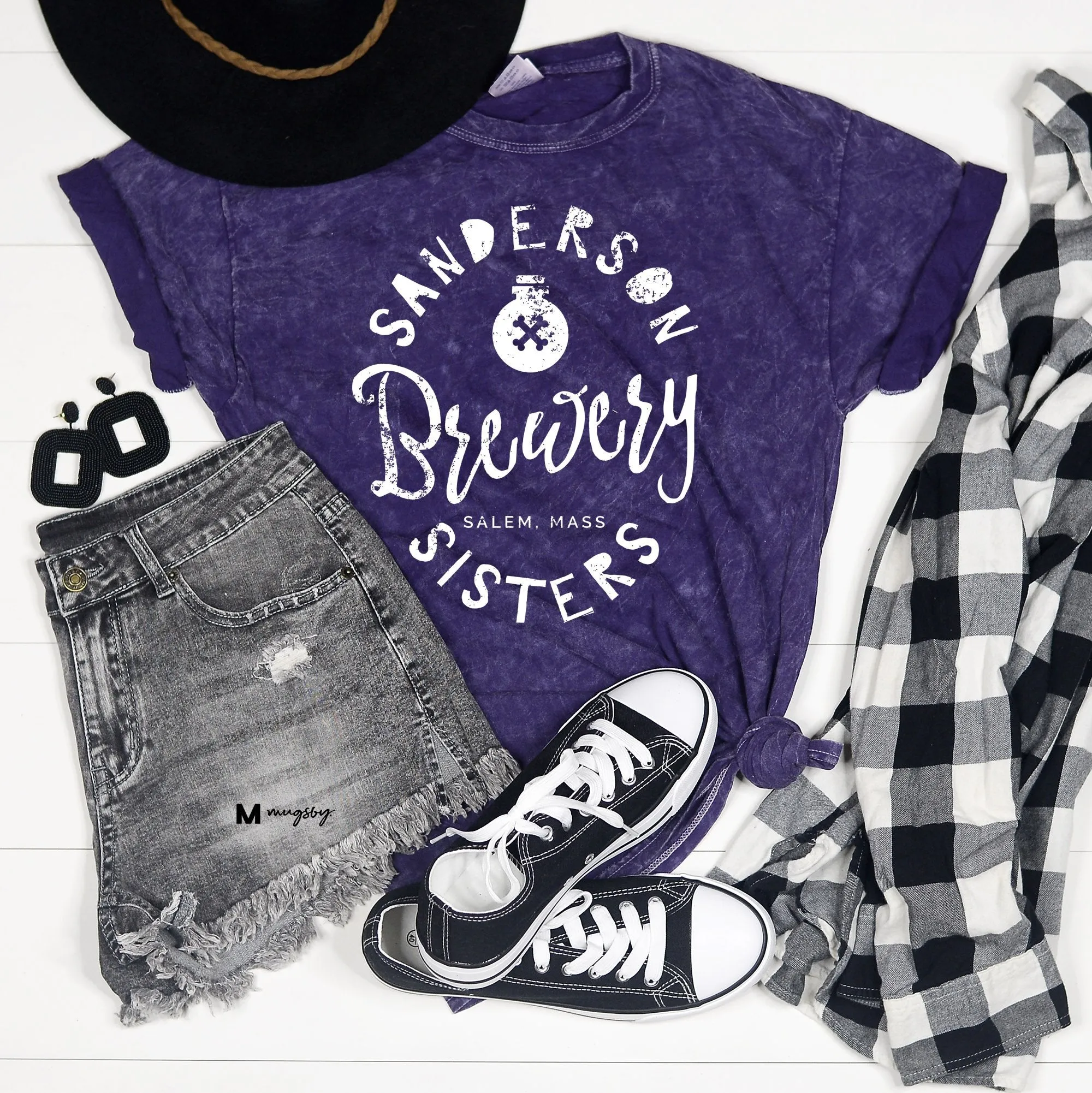 Sanderson Sisters Brewery (Purple Mineral Wash), Halloween Graphic Shirt