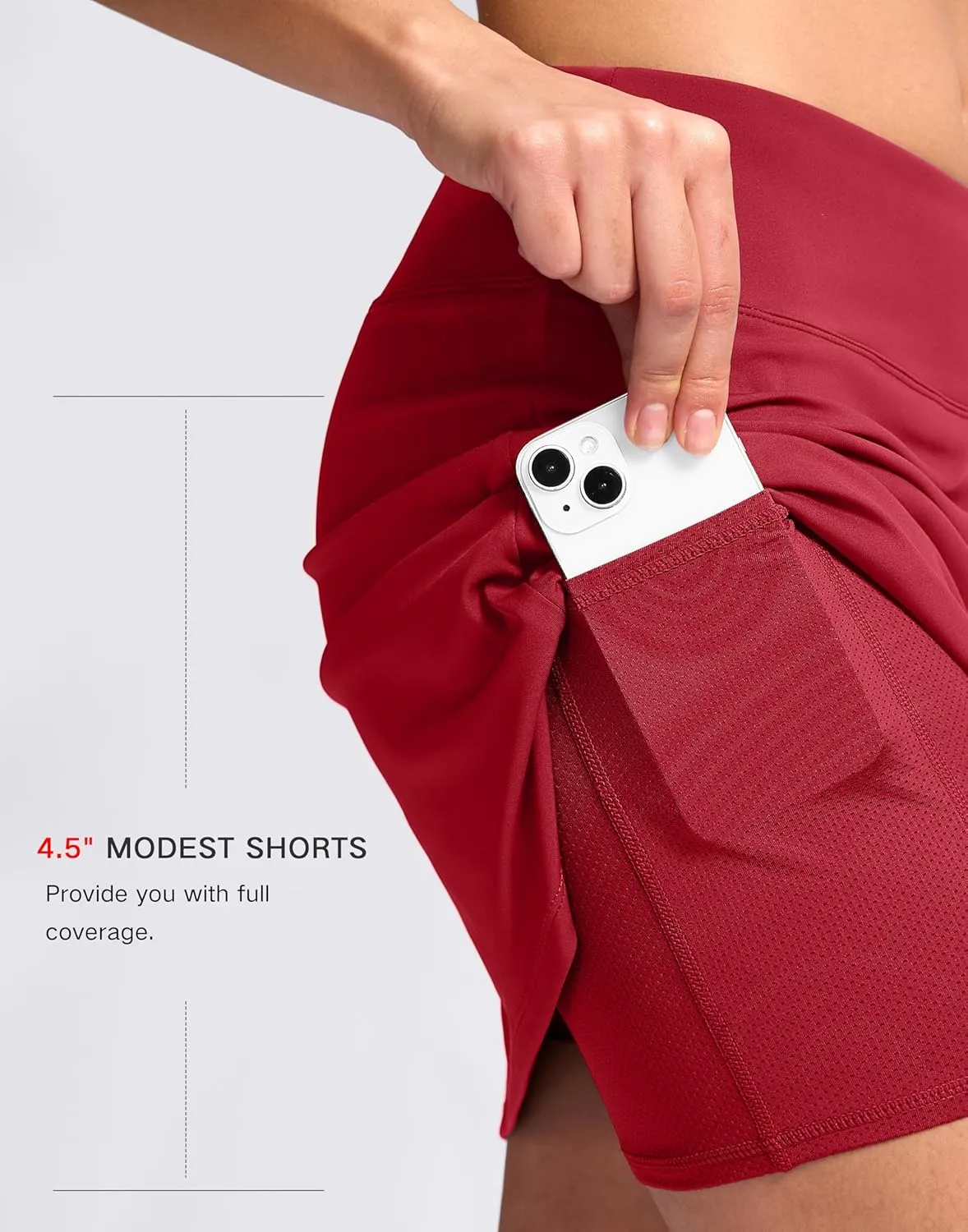 SANTINY 16" Skorts for Women with 2 Pockets High Waisted A Line Pickleball Golf Skort Casual Athletic Tennis Skirt