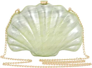 Shell Evening Clutch Purse For Women,Trendy Pearl Acrylic Handbags Shoulder Bag Crossbody Purse Party Seashell Luxury