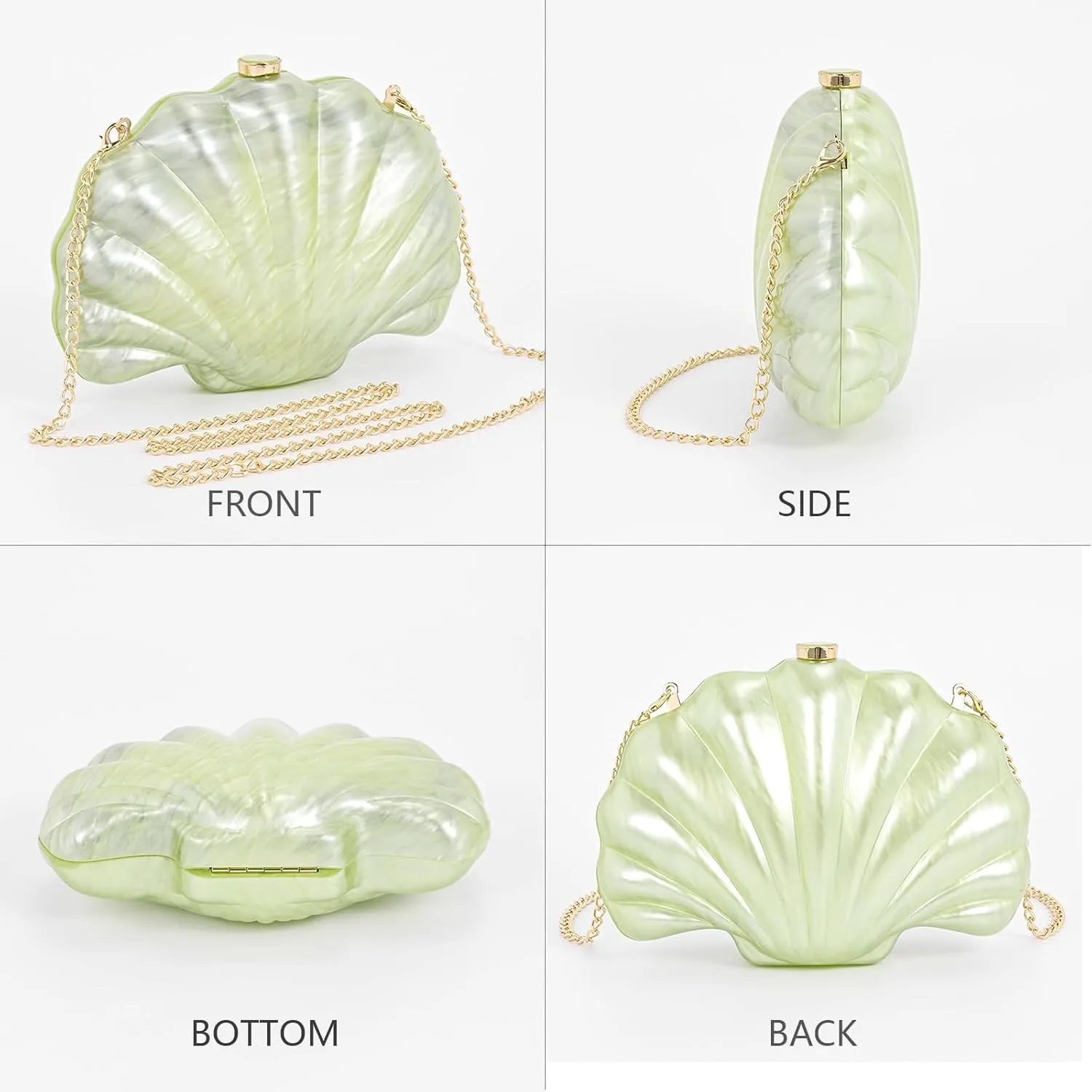 Shell Evening Clutch Purse For Women,Trendy Pearl Acrylic Handbags Shoulder Bag Crossbody Purse Party Seashell Luxury