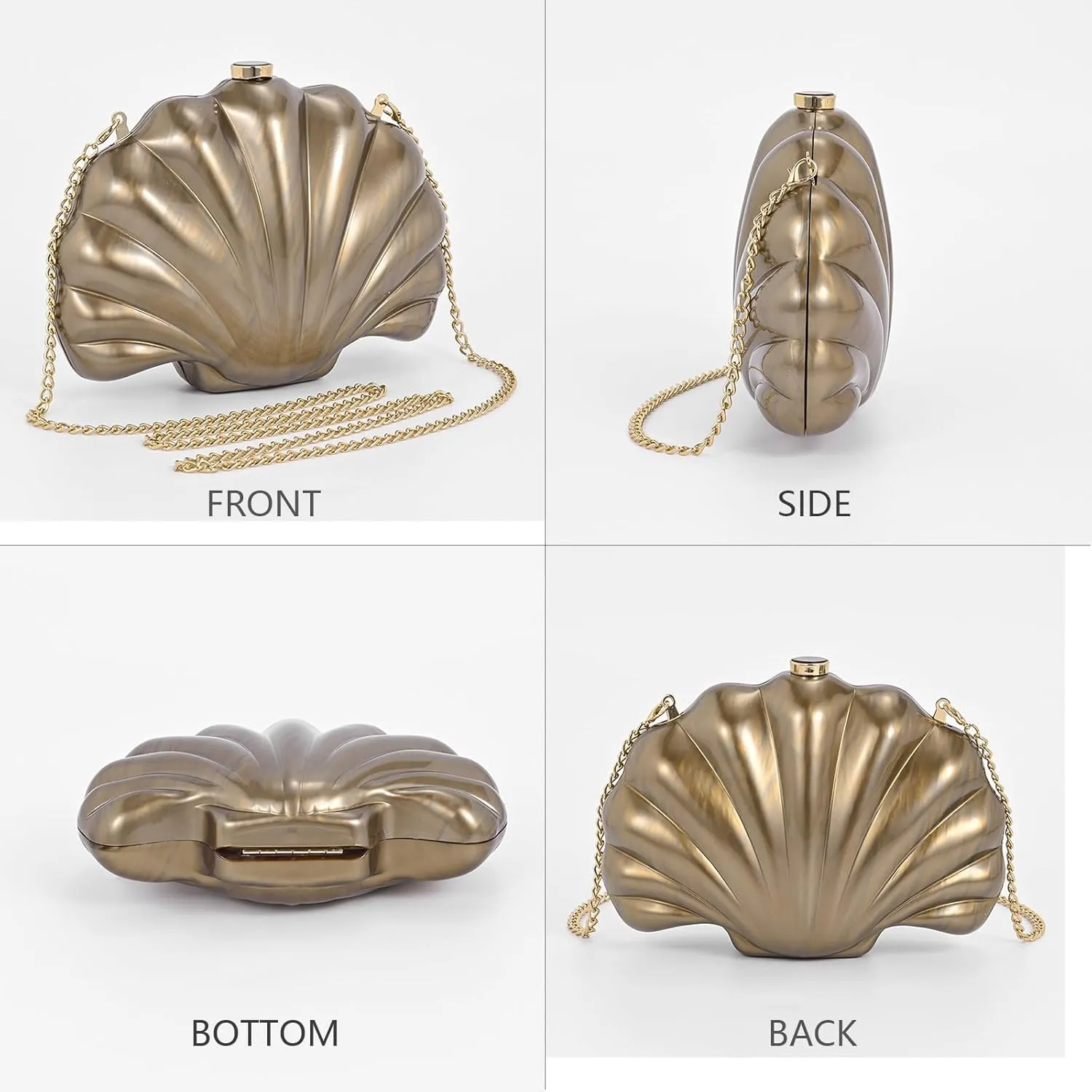 Shell Evening Clutch Purse For Women,Trendy Pearl Acrylic Handbags Shoulder Bag Crossbody Purse Party Seashell Luxury