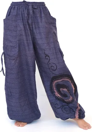 Siamrose Baggy Harem Pants Men Women, Wide Leg Yoga Lounge Trousers, Adjustable Length, 2 Pockets, One Size