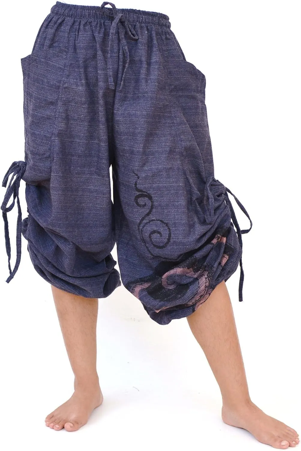 Siamrose Baggy Harem Pants Men Women, Wide Leg Yoga Lounge Trousers, Adjustable Length, 2 Pockets, One Size