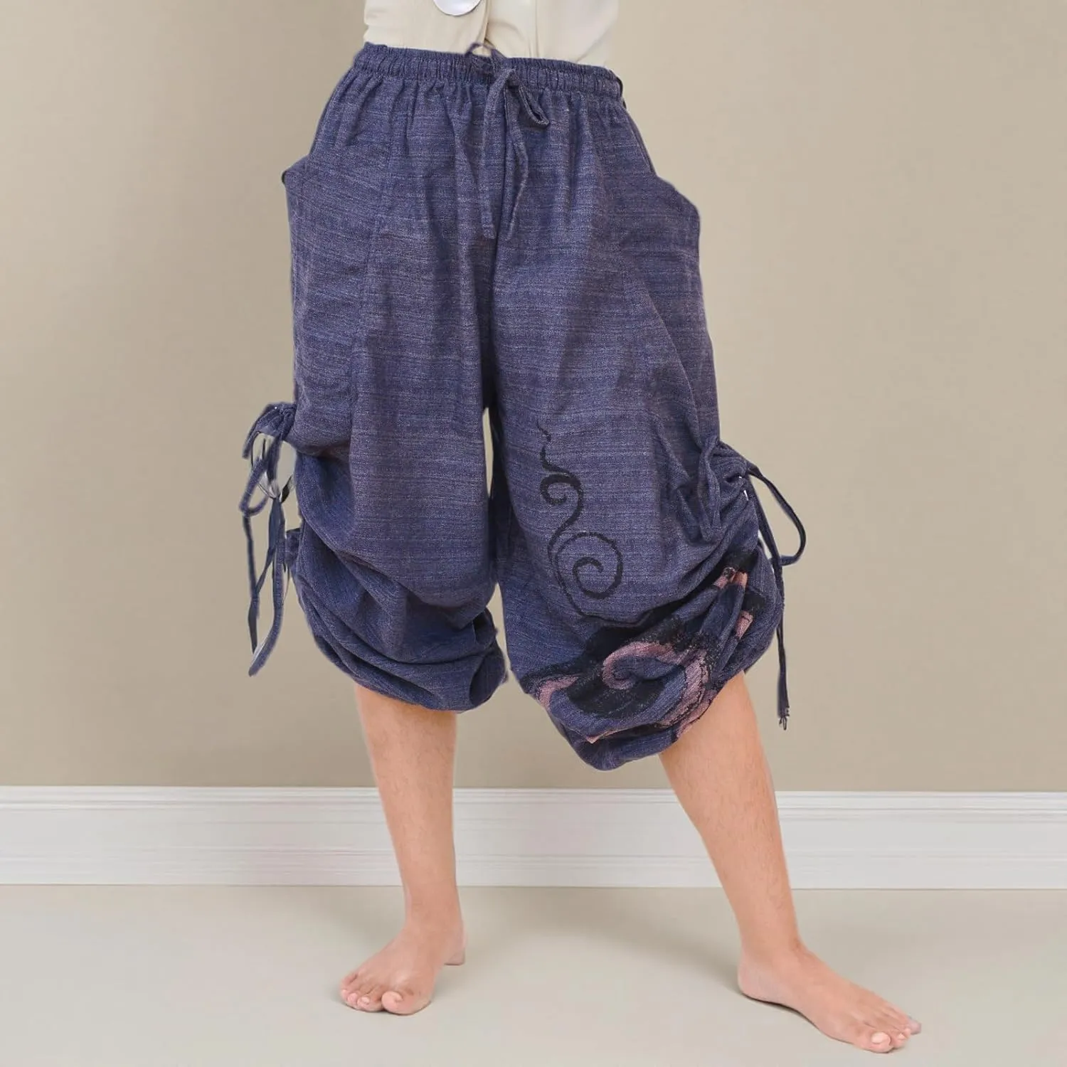Siamrose Baggy Harem Pants Men Women, Wide Leg Yoga Lounge Trousers, Adjustable Length, 2 Pockets, One Size