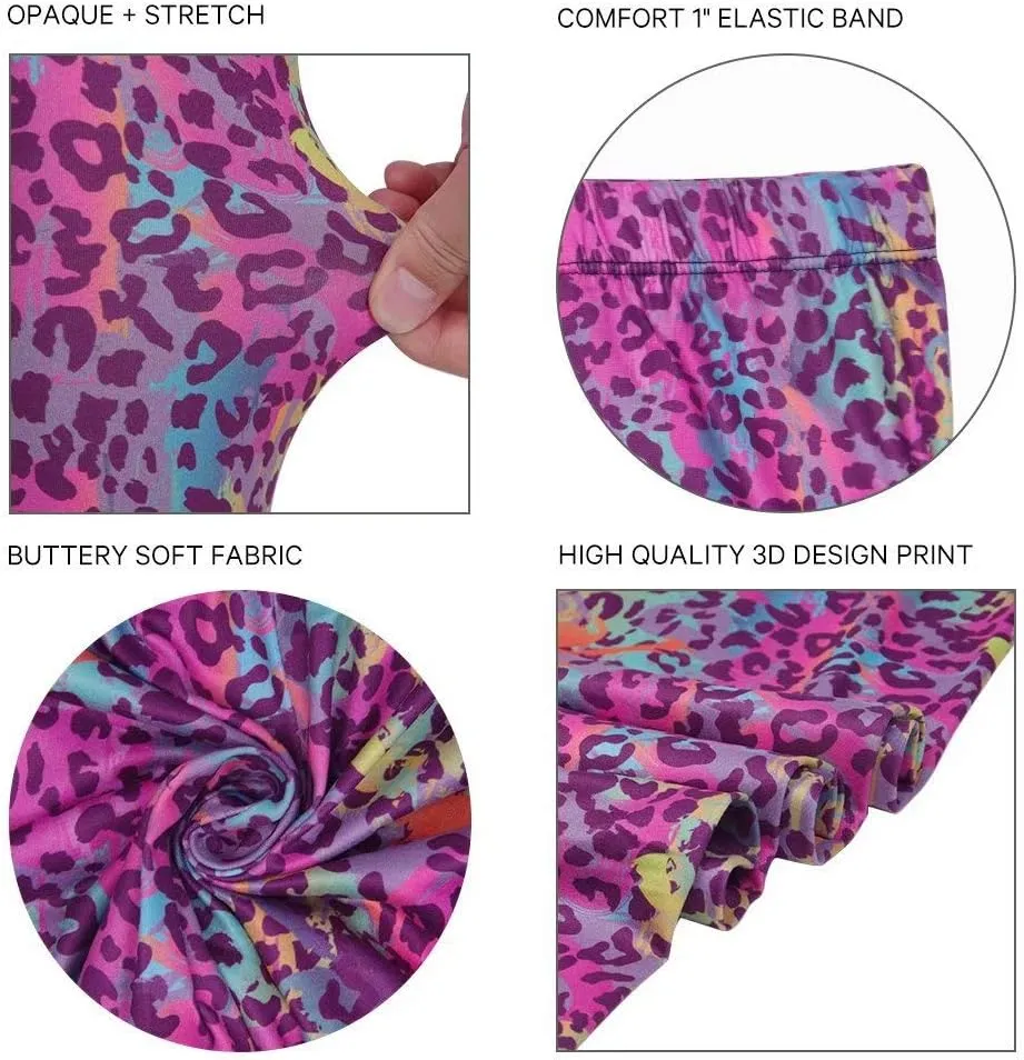 sissycos Women's 80s Leggings Neon Artistic Splash Printed Buttery Soft Stretchy Pants