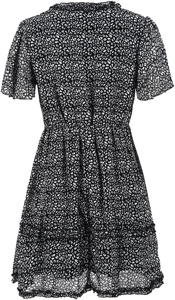 Sister Amy Women's 2023 Spring Summer Deep V Neck Ruffle Long Sleeve Floral Print Mini Dress