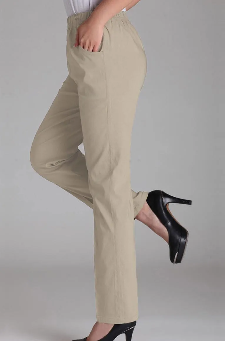 Soojun Womens Summer Elastic Waist Comfy Stretch Pull On Pants