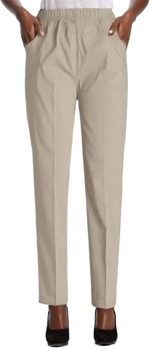 Soojun Womens Summer Elastic Waist Comfy Stretch Pull On Pants